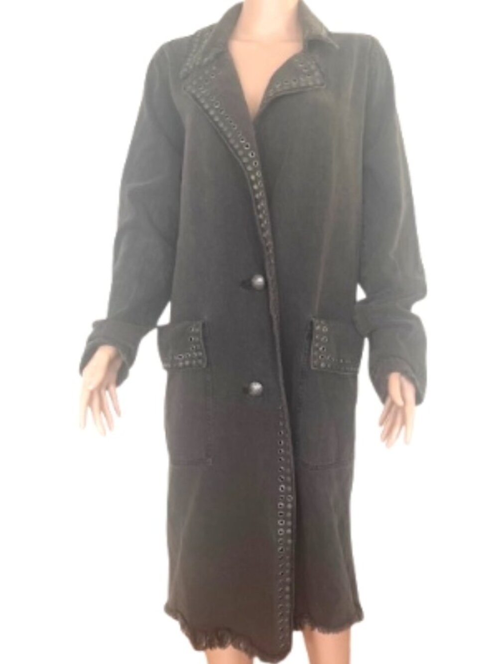 Free People Long Gray Denim Coat – Size Small (Roomy Fit) – New